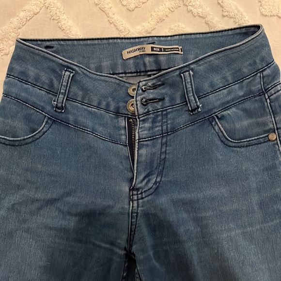 Highway Jeans, size 1 adult (not size 2), medium blue. No holes or rips - Picture 2 of 4